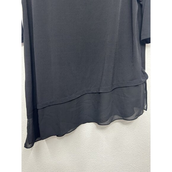 Susan Graver Womens Everyday Top Asymmetrical Tunic Large Black Liquid Knit - Picture 3 of 6